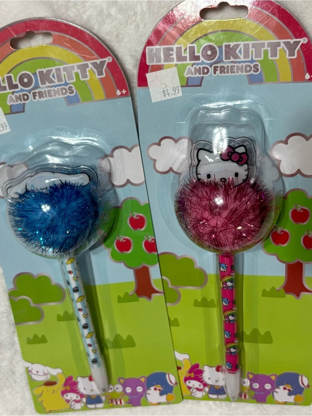Hello Kitty Pink & Blue Tinsel Pom-Pom Character Pen Set